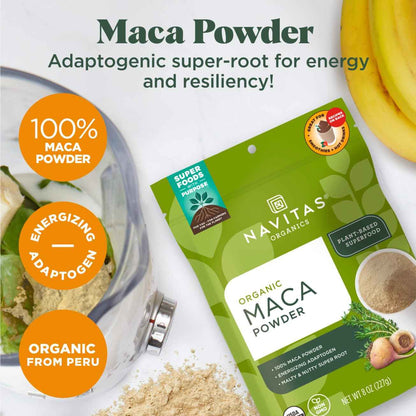 Navitas Organics Maca Powder – Single-Ingredient Organic Maca Root, Clean Pantry Staple for Simple Smoothies and Baked Goods