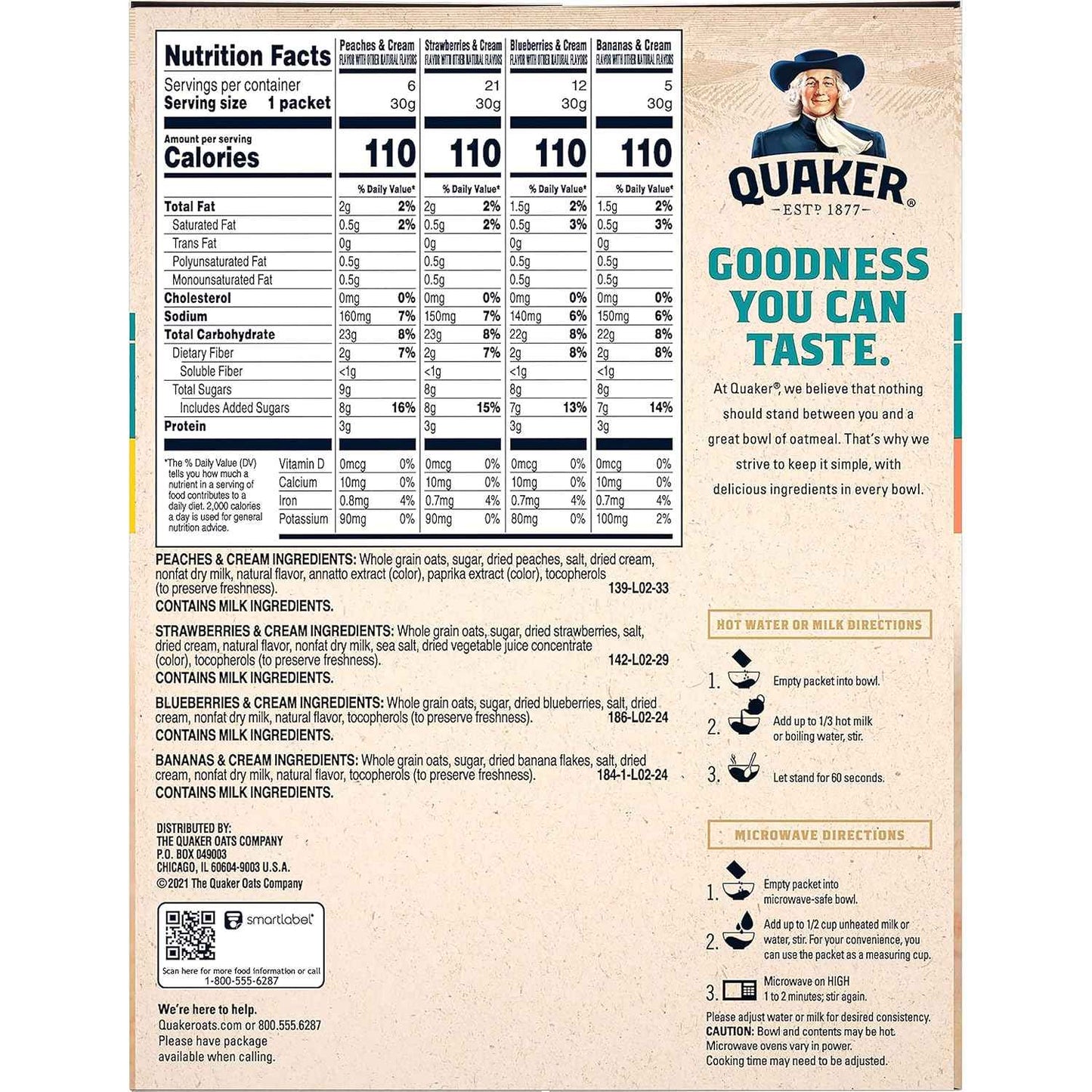 Quaker Immunity Instant Oatmeal – Pre-Workout Fuel for Remote Workers, Quick Whole Grain Bowl with Vitamin C D and Zinc