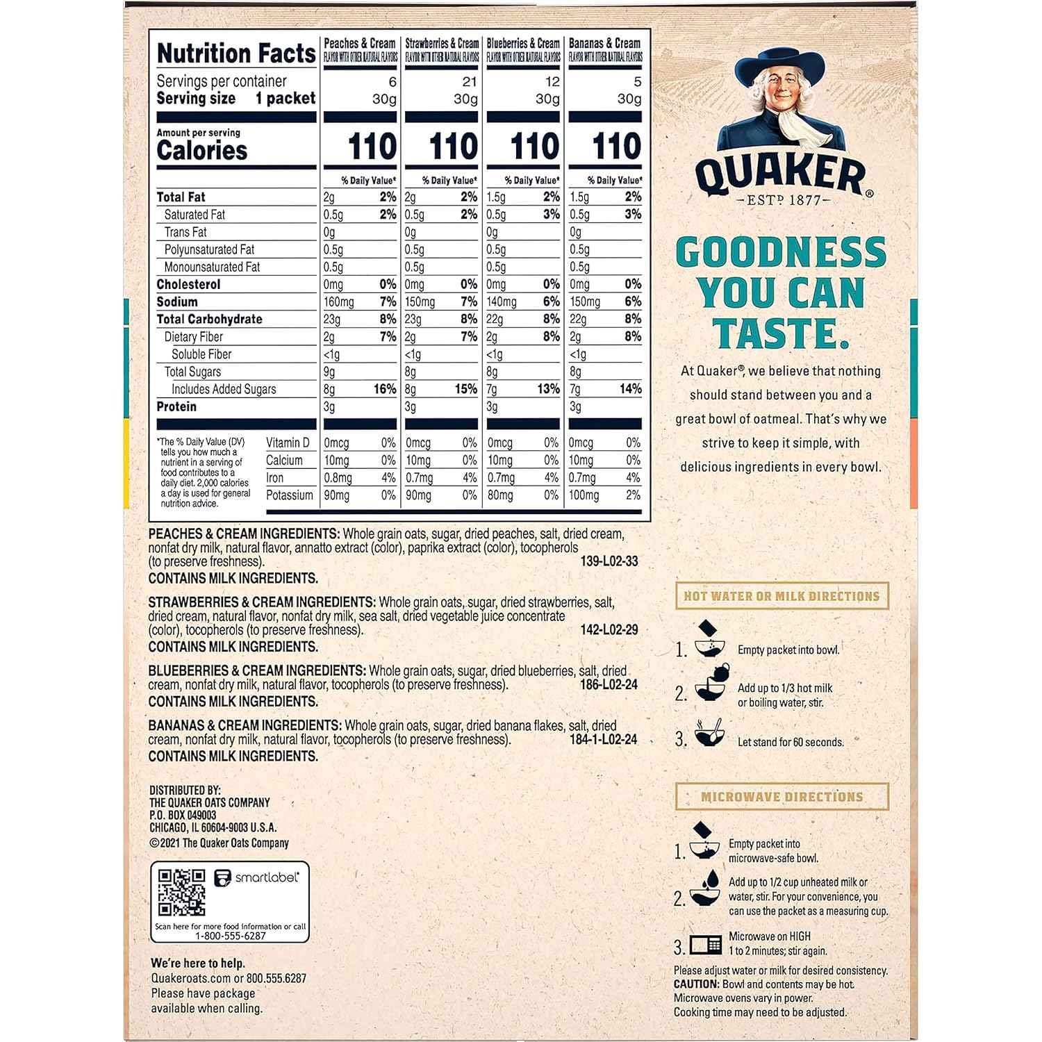 Quaker Immunity Instant Oatmeal – Pre-Workout Fuel for Remote Workers, Quick Whole Grain Bowl with Vitamin C D and Zinc