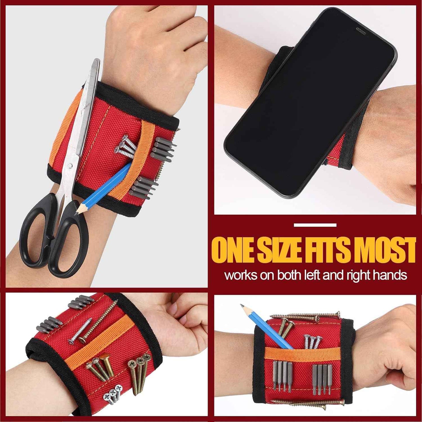 Portable Magnetic Screw Holder Wristband for Camping Trailers and Picnic Table Repairs – Strong 10-Magnet Wrap