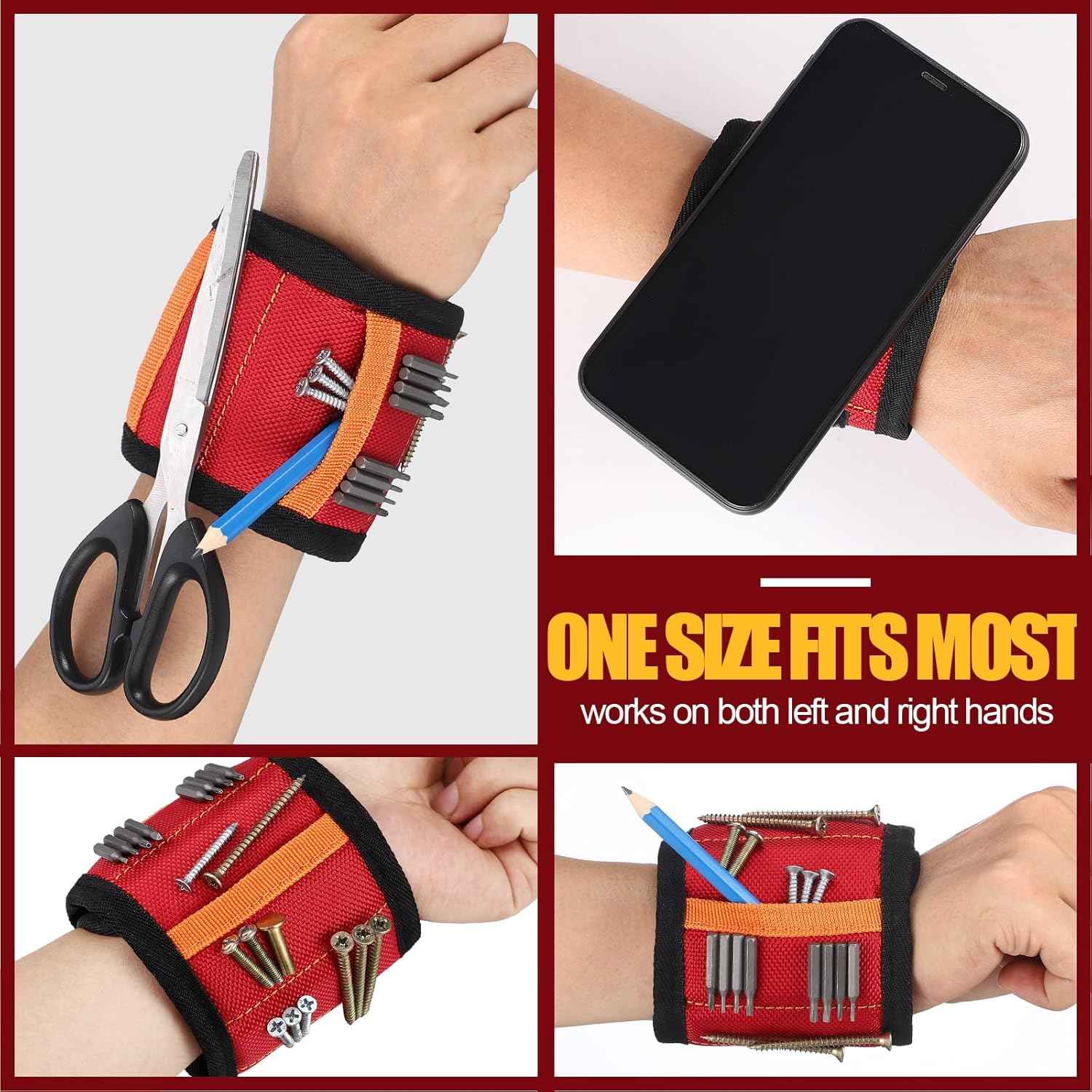Portable Magnetic Screw Holder Wristband for Camping Trailers and Picnic Table Repairs – Strong 10-Magnet Wrap
