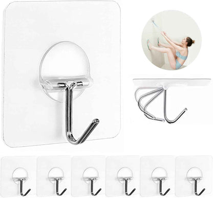 JINSHUNFA Adhesive Wall Hooks – Minimalist Bathroom Towel Hook, No-Drill Transparent Design