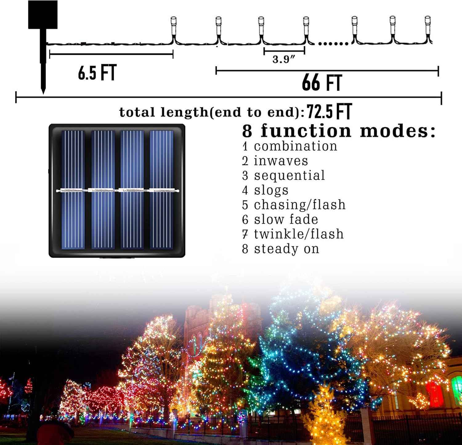 Dazzle Bright Solar String Lights – Flameless Indoor and Outdoor Lighting, Cool-to-Touch LEDs for Worry-Free Use