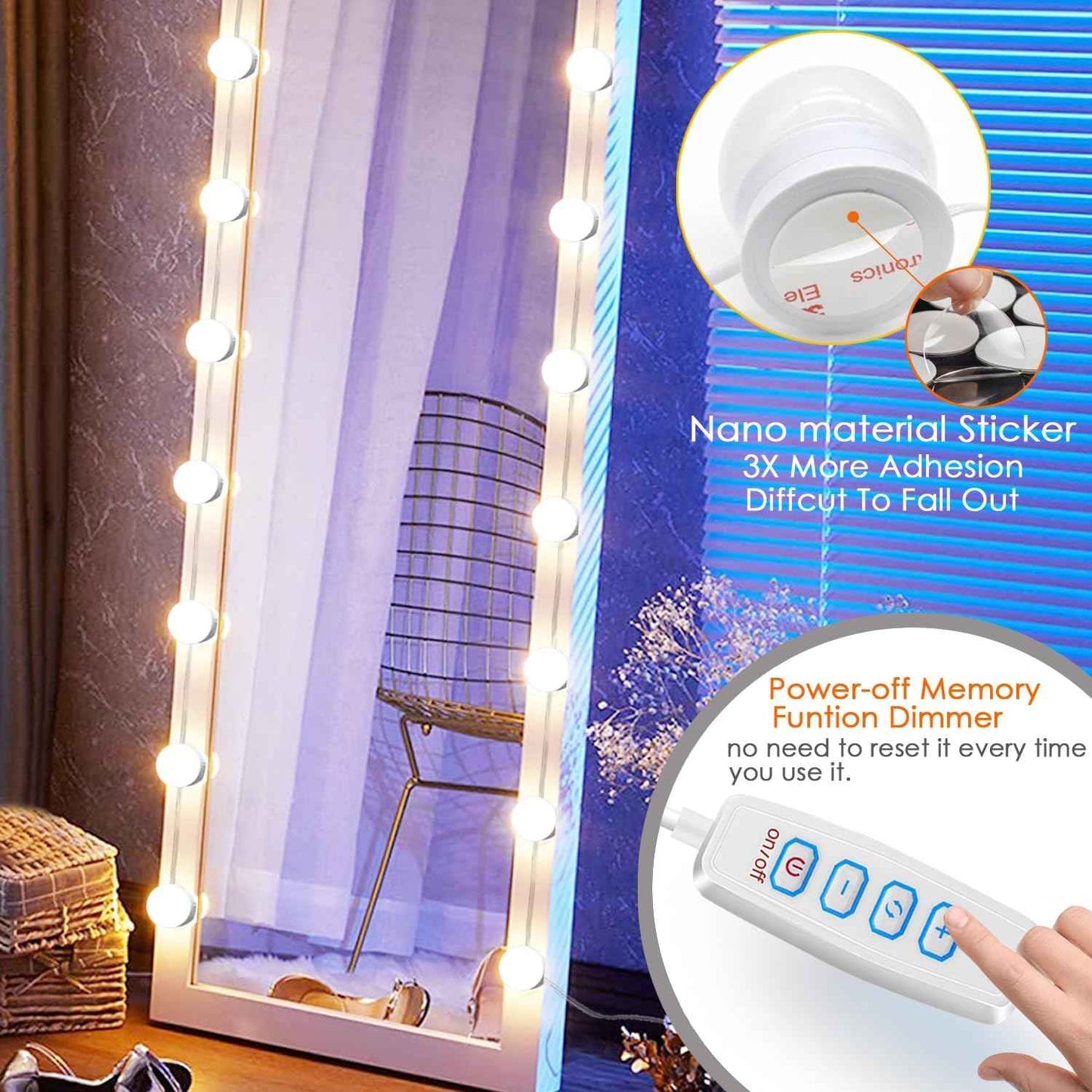LuminGlow Simple Vanity Strip – Clean Line LED Bulbs in White, Adjustable Spacing for an Uncluttered Setup