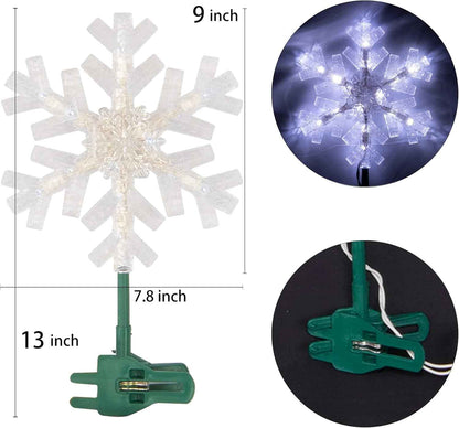Dazzle Bright LED Snowflake Tree Topper – Indoor and Outdoor Holiday Decoration for Patios and Porches