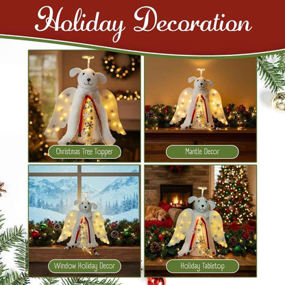 iHeartDogs Christmas Miracle Angel – Cozy Living Room Tree Topper with LED Halo and Snowflake Garland