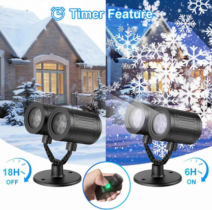 LuminaGlow Outdoor Snowflake Projector – Weatherproof Yard & Garden Accent Light with Auto Timer for Lawns, Patios, and Backyard Gatherings