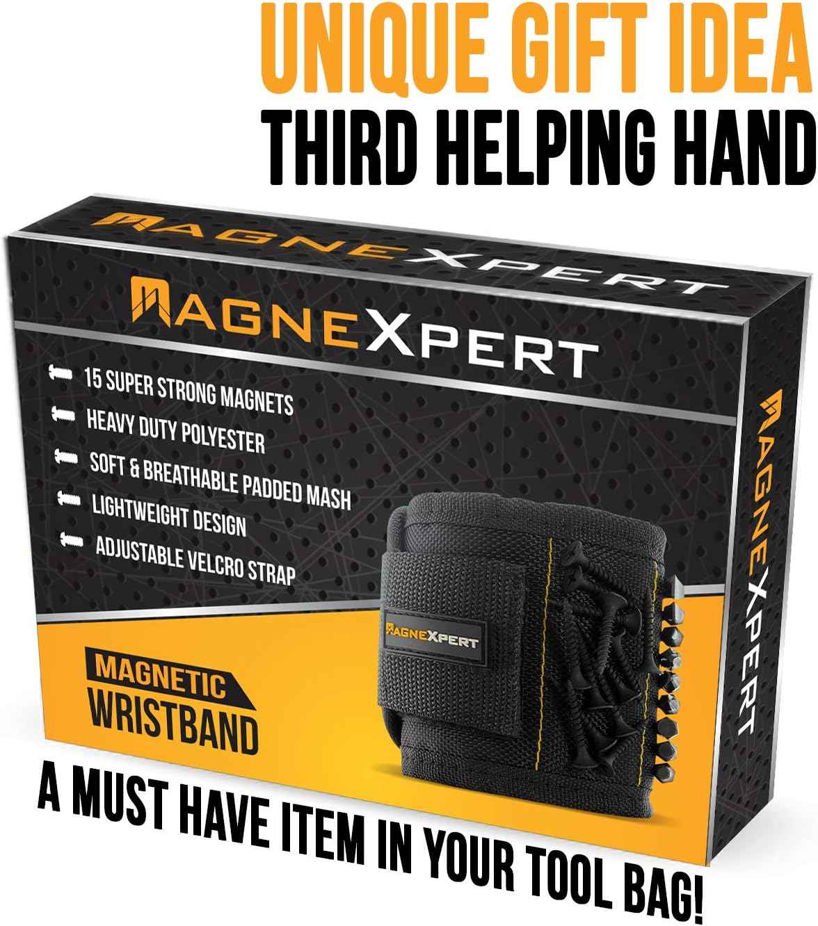 Magnelex Magnetic Wristband – Portable Screw Holder for Camping Setup, Deck Building and Patio Repair