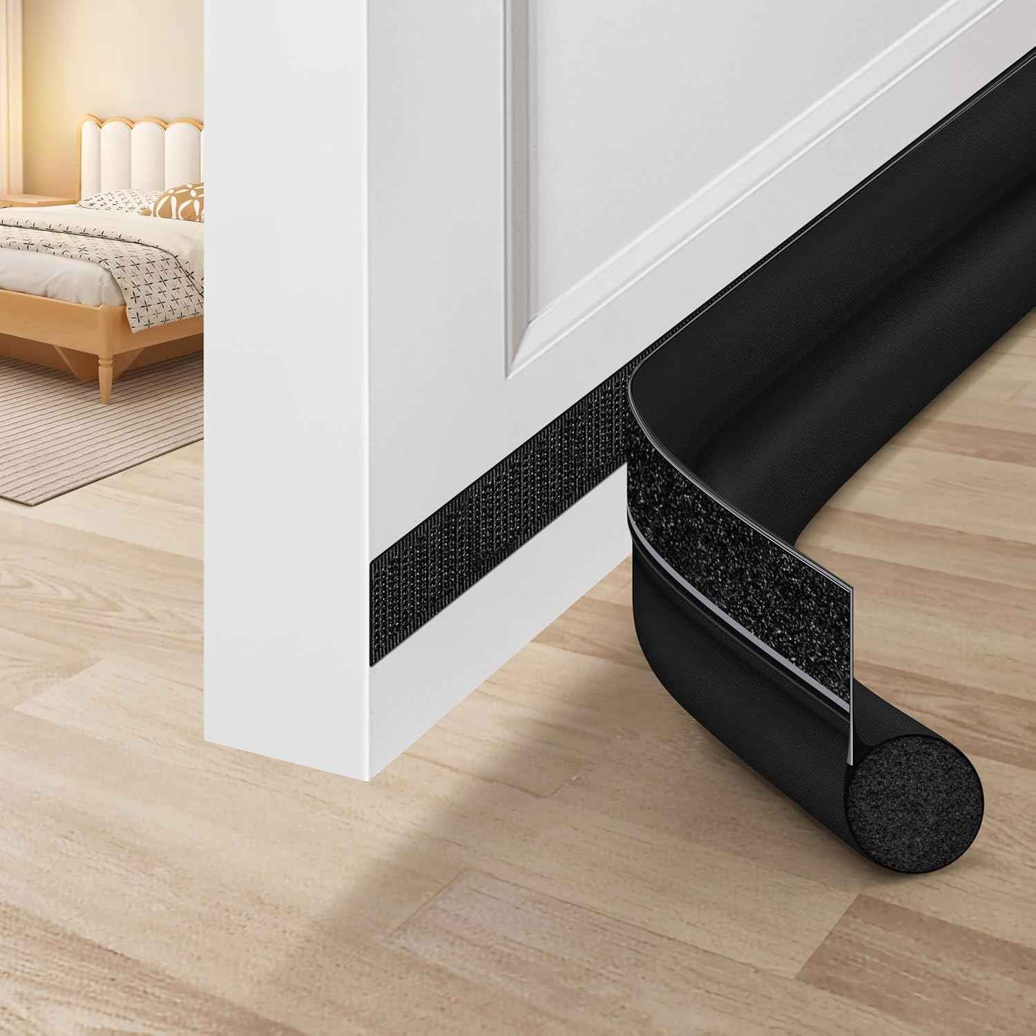 MAXTID Door Draft Stopper 36 Inch Black Adjustable Door Draft Blocker Slim Under Door Draft Guard for Minimalist Home