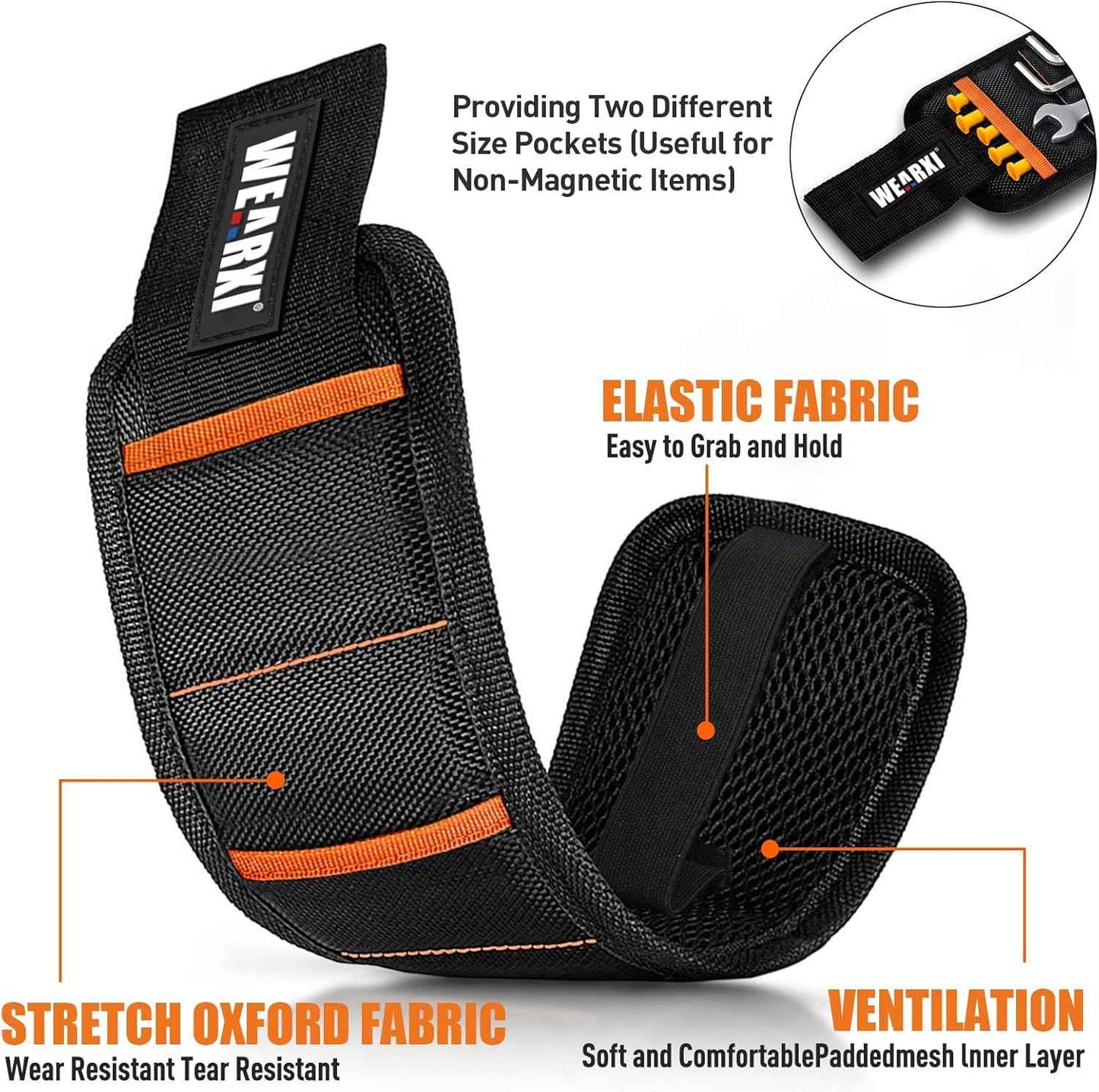 WEARXI Magnetic Wristband Tool – Safer Ladder Work Accessory, Reduces Dropped Screws and Falls for Roofers and Tradesmen