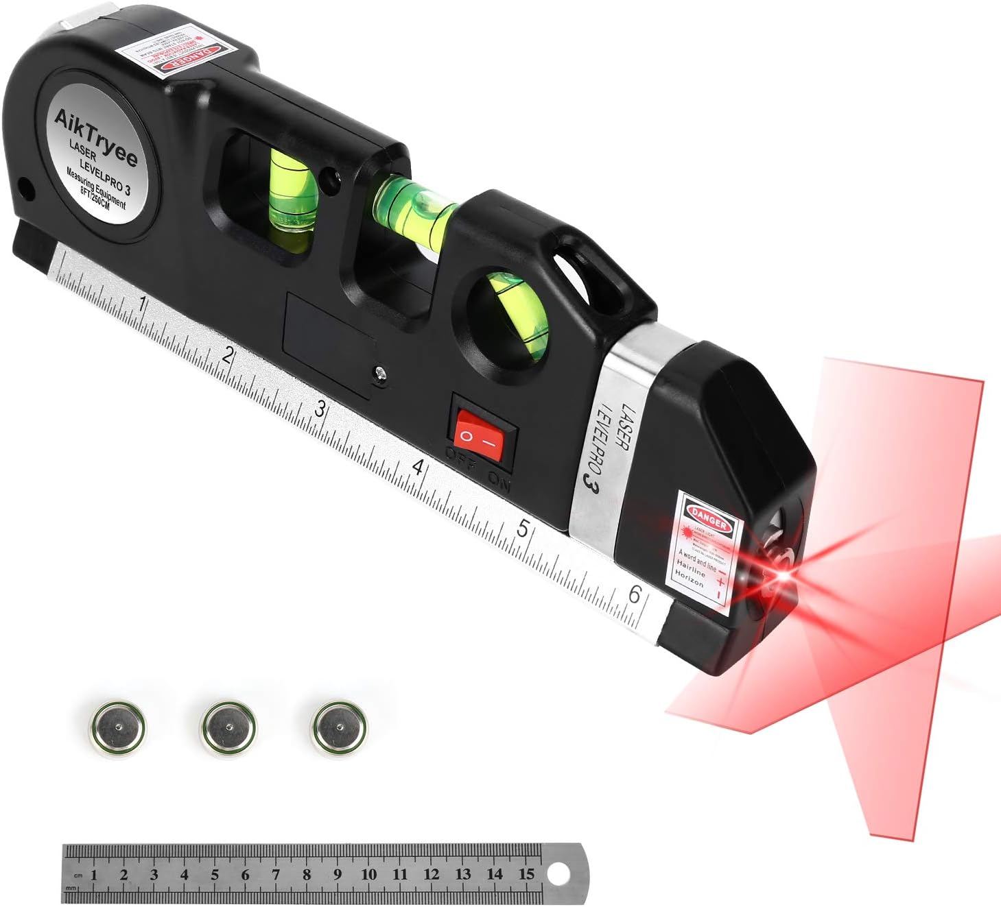 AikTryee Laser Level with 8ft Tape – Home Office and Workshop Tool for Focused DIY Project Accuracy