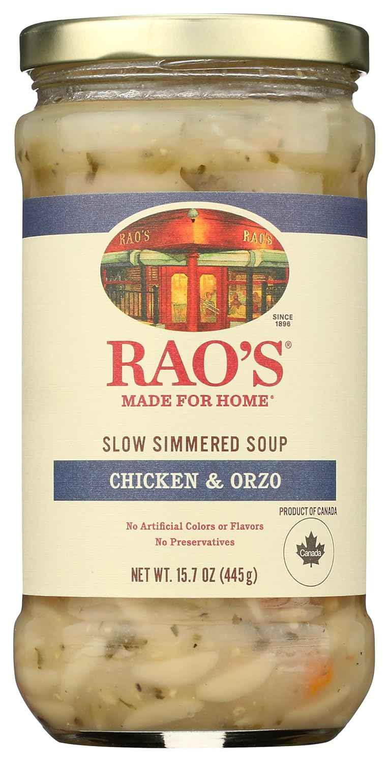 Rao's Made for Home Chicken Orzo Soup – Quick Desk Lunch for Busy Professionals, Heat-and-Serve in Minutes