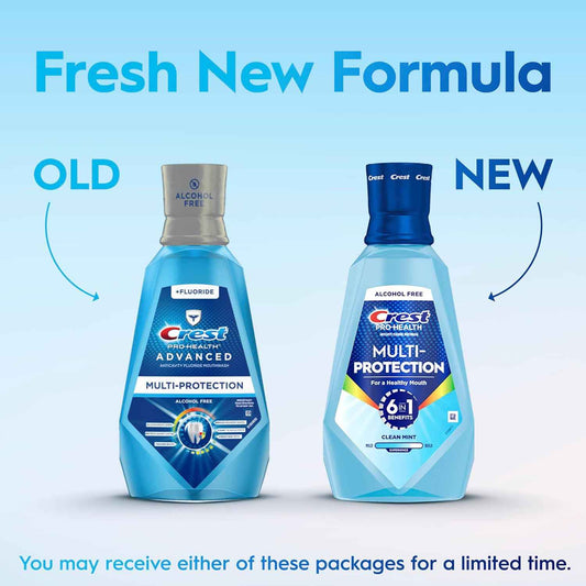 Crest Pro Health Multi-Protection Mouthwash 2 Pack – Alcohol-Free Fluoride Rinse for Daily Self-Care Ritual and Enamel Repair
