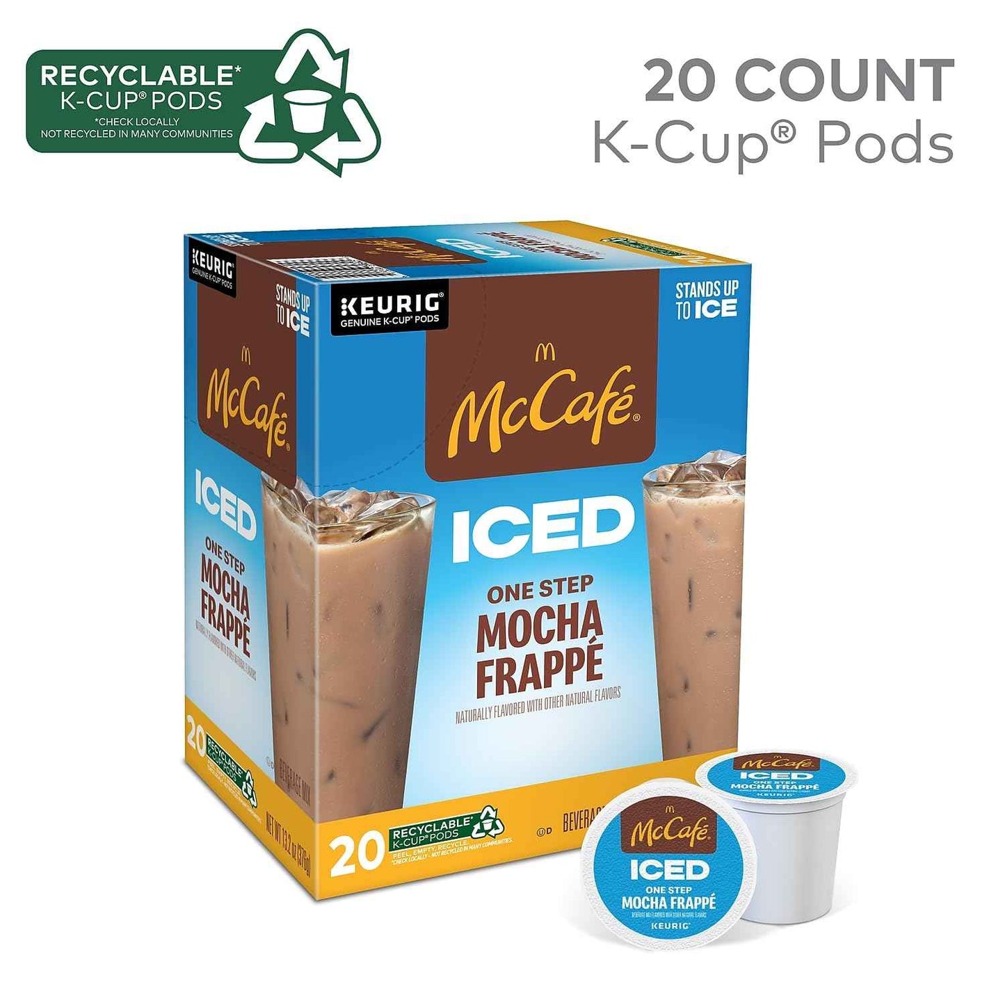 McCafe Iced Mocha Frappe Pods for Patio Entertaining, Keurig Single Serve, 20 Count