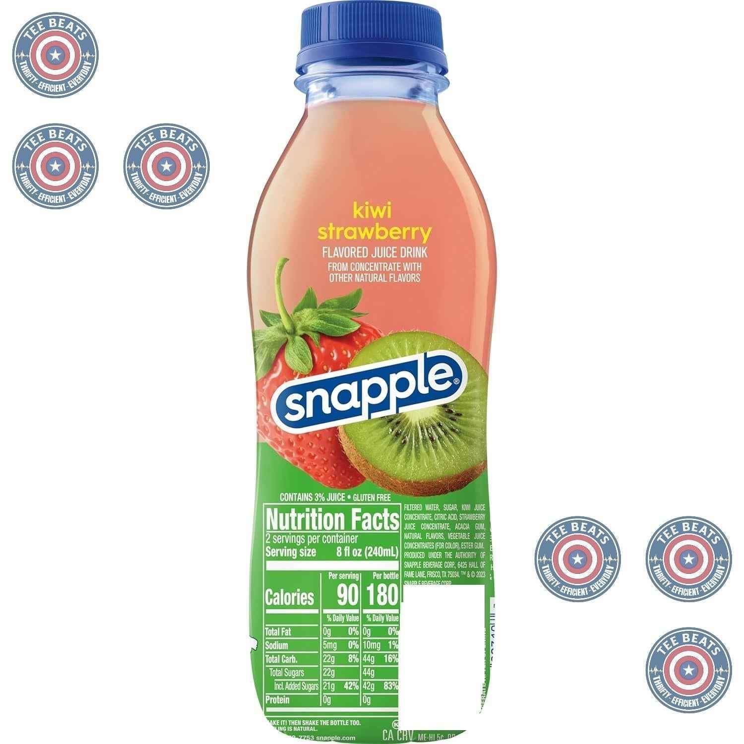 Snapple Kiwi Strawberry Juice 16 Fl Oz Bottles 12 Pack - Gluten Free Kids Birthday Party Drink and Family Gathering Beverage