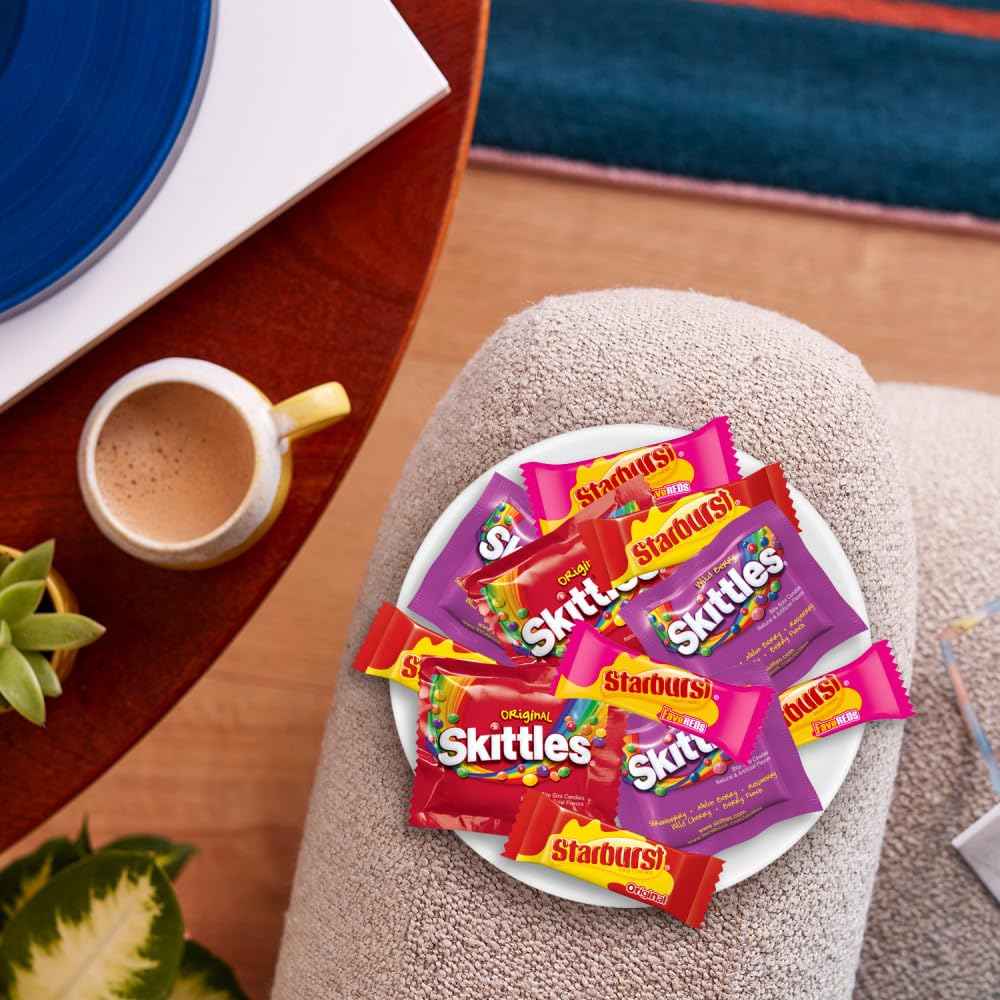 SKITTLES Original, Wild Berry & Sour Candy Pack – Holiday Treat Platter & Secret Santa Gift Idea, 20.13 oz