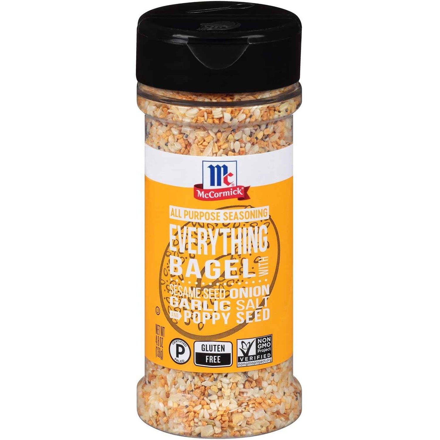 McCormick Everything Bagel All Purpose Seasoning – Low-Carb Keto Pantry Staple for Mindful Home Cooking, 4.8 oz