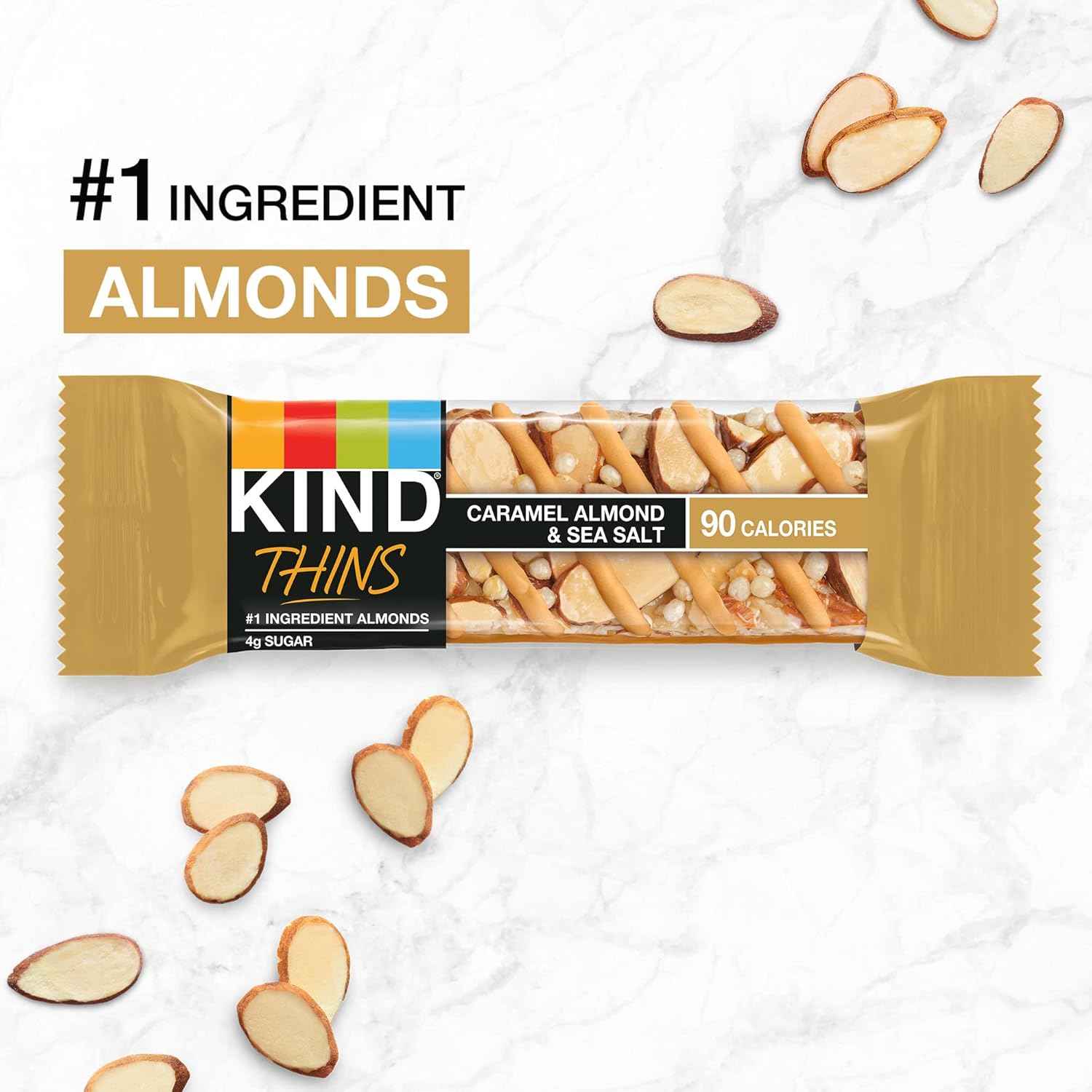 KIND THINS Caramel Almond & Sea Salt – 100-Calorie Desk Snack for Focused Workdays and Study Sessions