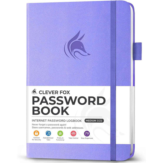 Clever Fox Password Book – Valentine's Day Gift for Him or Her, Elegant Leather Password Keeper