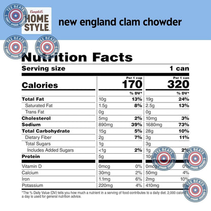 Campbell's Homestyle New England Clam Chowder Soup, 16.3 oz Can – One-Can Lunch for Simple Kitchen Counters