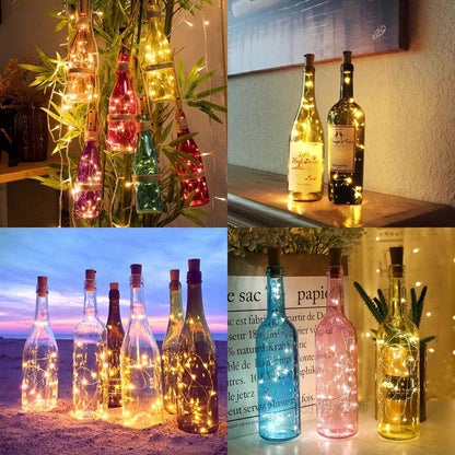 Aluan Bottle Cork LED Lights 12 LED 10 Pack – Aesthetic Shelf and Mantel Decoration for Modern Home Interiors, Warm Glow