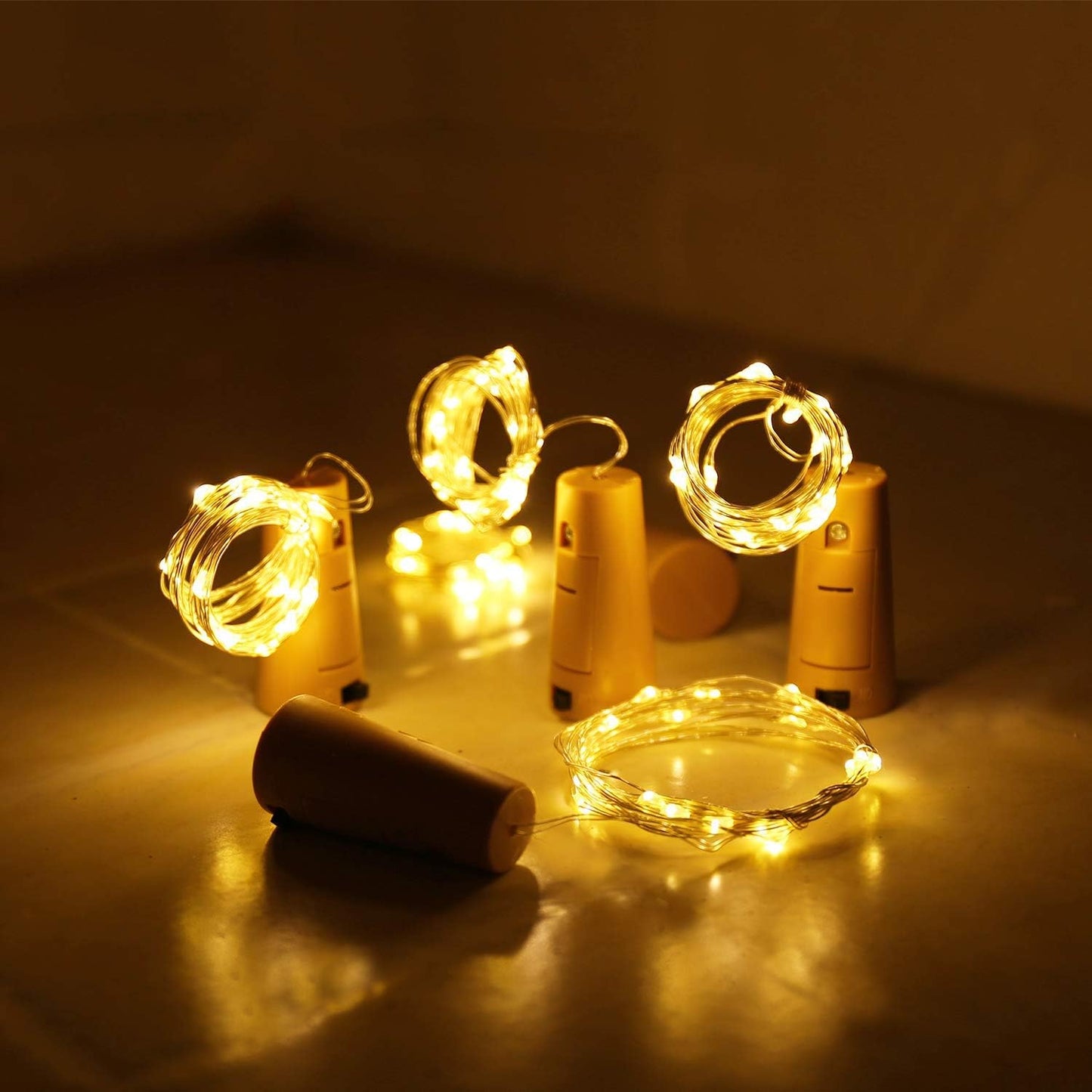 Aluan Bottle Cork LED Lights 12 LED 10 Pack – Aesthetic Shelf and Mantel Decoration for Modern Home Interiors, Warm Glow