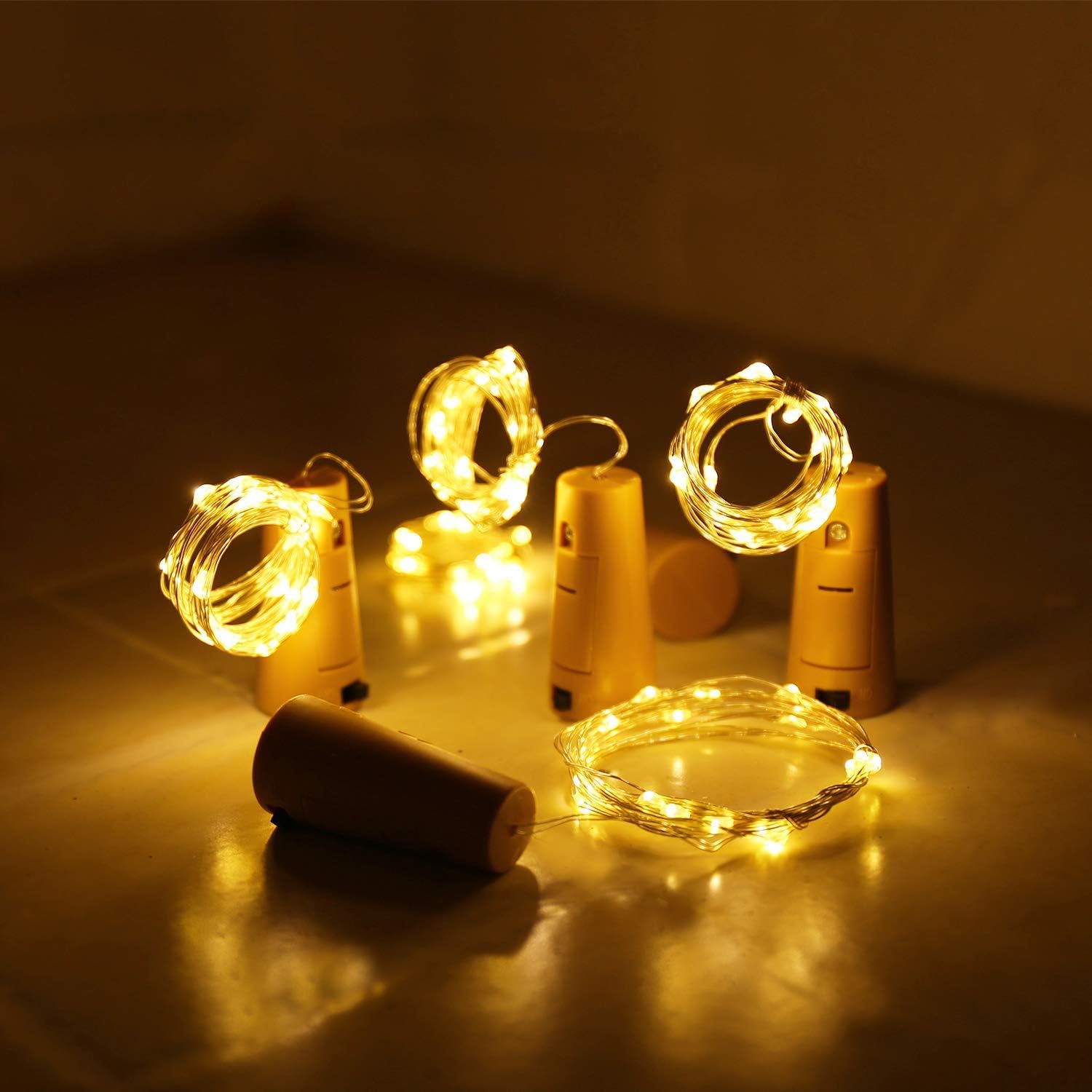 Aluan Bottle Cork LED Lights 12 LED 10 Pack – Aesthetic Shelf and Mantel Decoration for Modern Home Interiors, Warm Glow