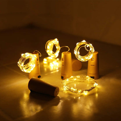 Aluan Bottle Cork LED Lights 12 LED 10 Pack – Aesthetic Shelf and Mantel Decoration for Modern Home Interiors, Warm Glow