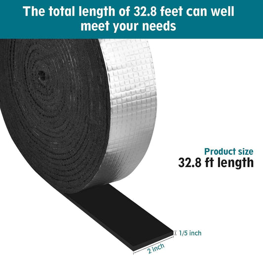 Pipe Wrap Insulation - 33ft Aluminum Foil Foam Tape for Patio Plumbing, RV and Camp Water Lines