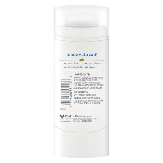aluminum-free, paraben-free, baking soda-free, and dye-free formulation