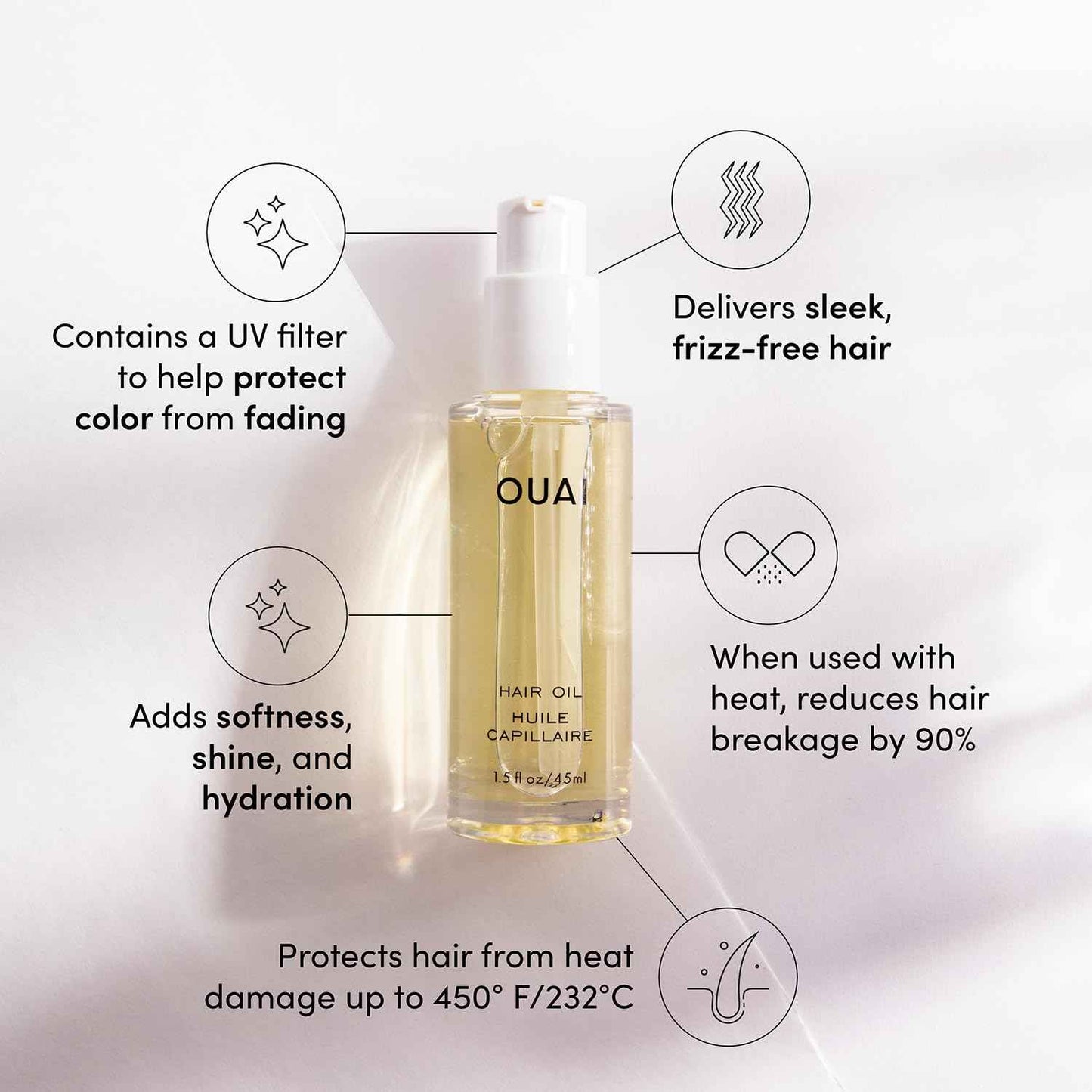 OUAI Hair Oil - Clean Formula Heat Protectant Safe Around Kids and Shared Bathrooms