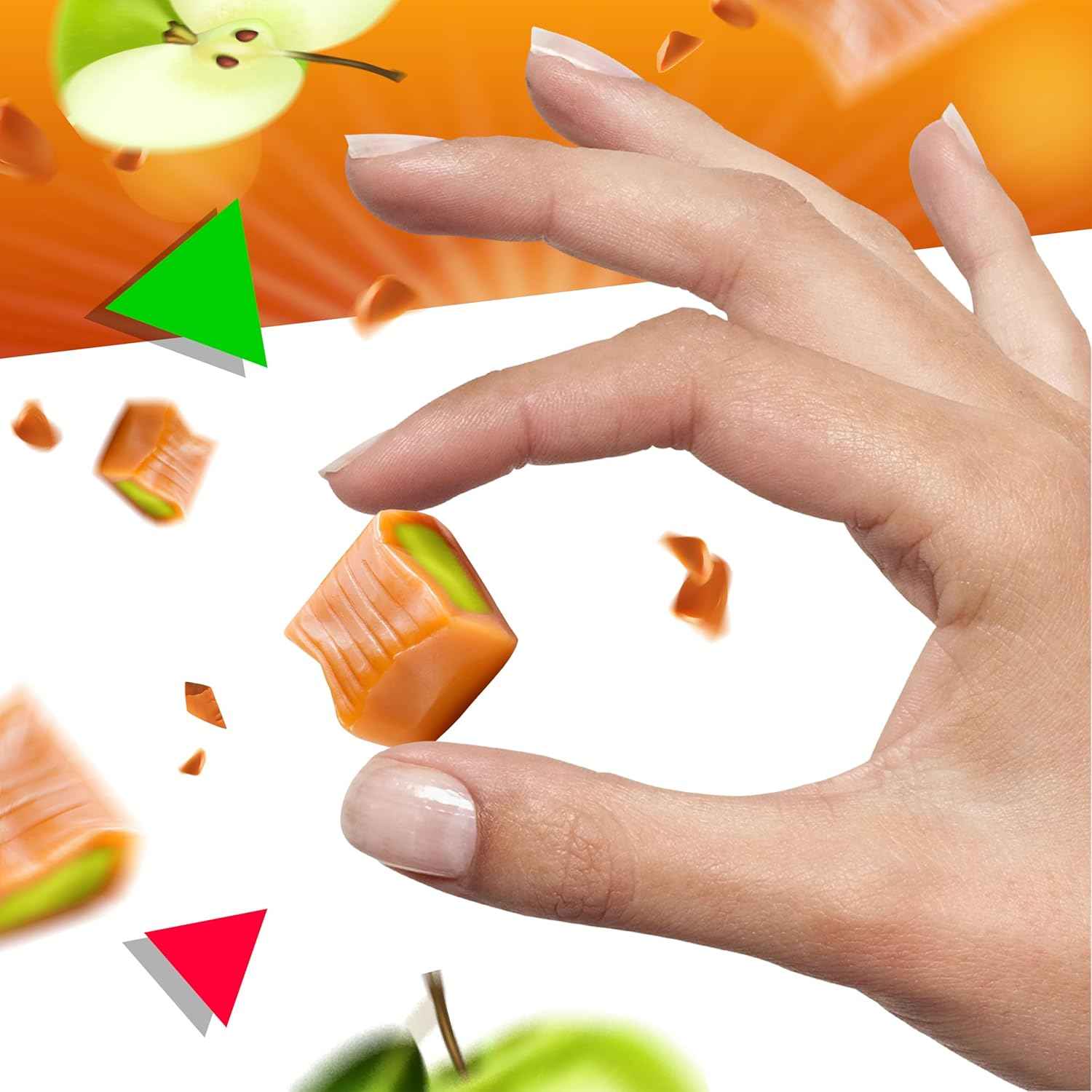 LAETAFOOD Green Apple Caramel Cubes – Road Trip Travel Candy for the Car, 75 Individually Wrapped Pieces, 1 lb