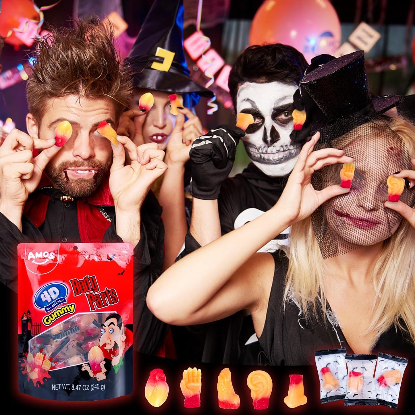 Amos Spooky Gummy Body Parts – Eye-Catching Halloween Dessert Table Decor for Living Room & Dining Room Displays