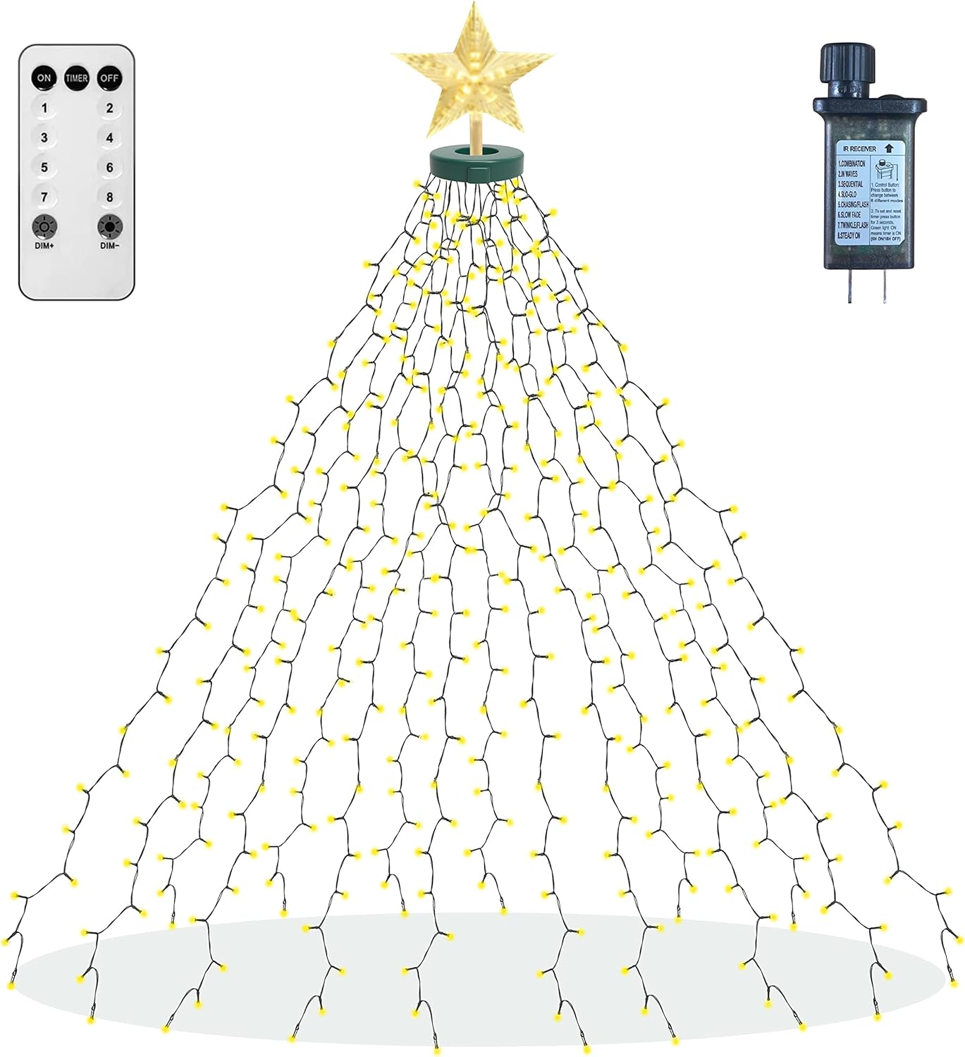 aneeway Star Topper Christmas Tree Lights – Cozy Holiday Aesthetic for Living Room Mantel and Reading Nook, 16 Strand Cascade