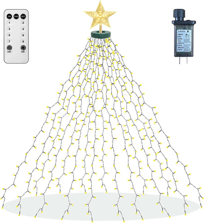 aneeway Star Topper Christmas Tree Lights – Cozy Holiday Aesthetic for Living Room Mantel and Reading Nook, 16 Strand Cascade