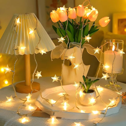ANJAYLIA Star String Lights – Portable Patio and Balcony Decor, Battery Powered LED Glow