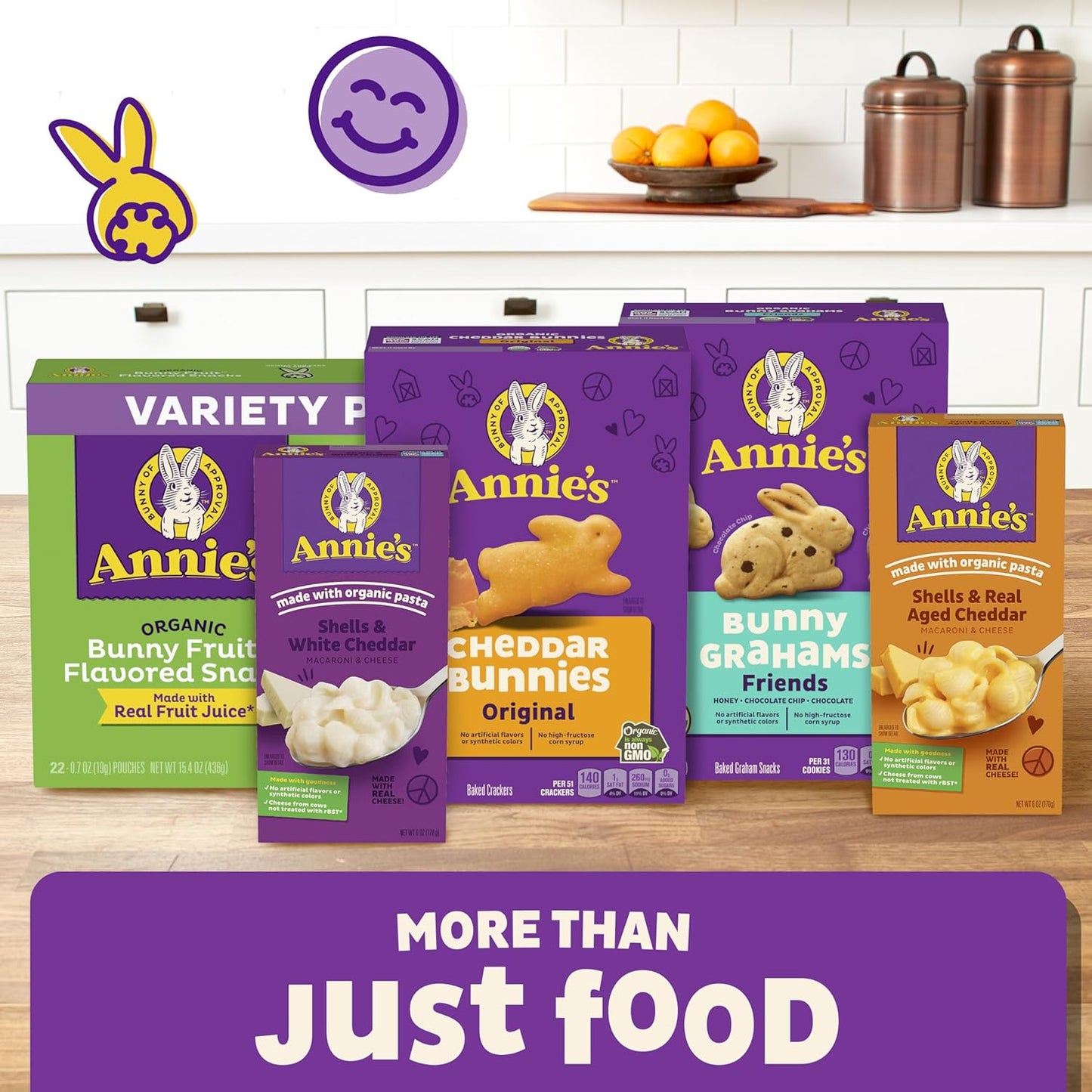 Annie's Organic Cheddar Bunnies, Bunny Grahams & Squares – After-School Snack Box for Picky Eaters
