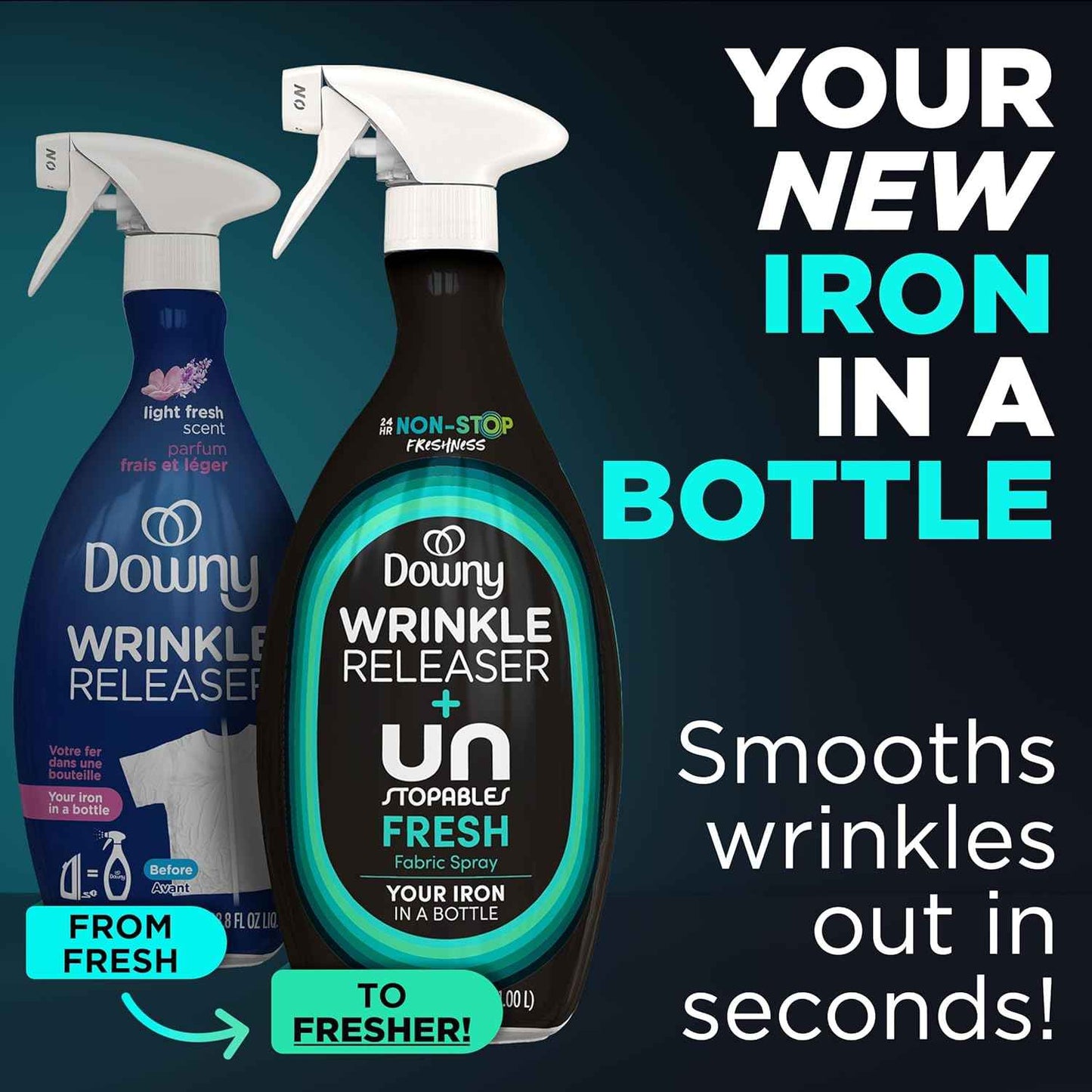 Downy Wrinkle Releaser Spray – Home Office Touch-Up for Busy Commuters, All-In-One Wrinkle and Odor Fix