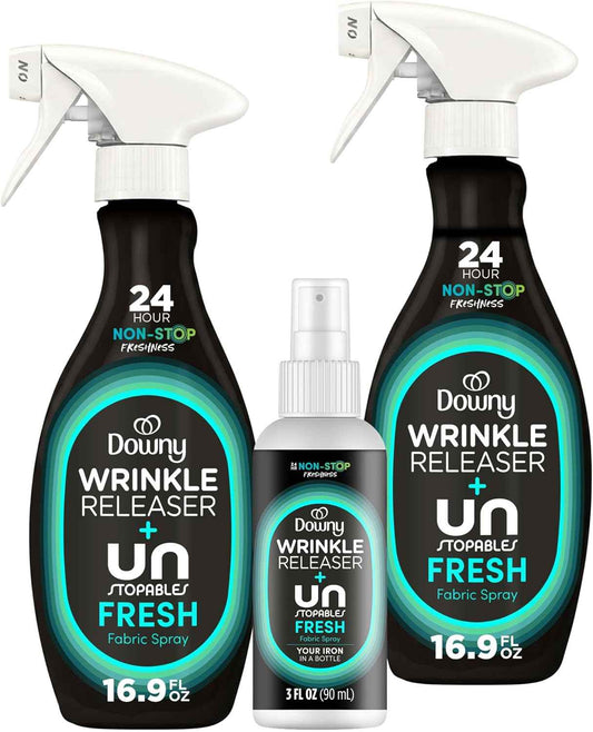 Downy Wrinkle Releaser Spray – Home Office Touch-Up for Busy Commuters, All-In-One Wrinkle and Odor Fix