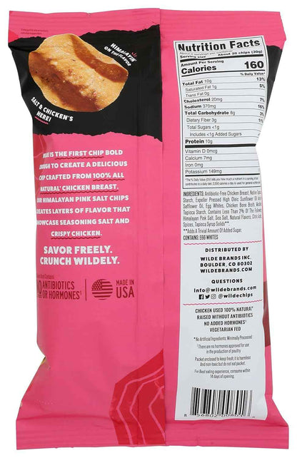 WILDE BRANDS Himalayan Pink Salt Chicken Chips – Grain-Free Mindful Snacking for Health-Conscious Home Pantries, 2.25 oz