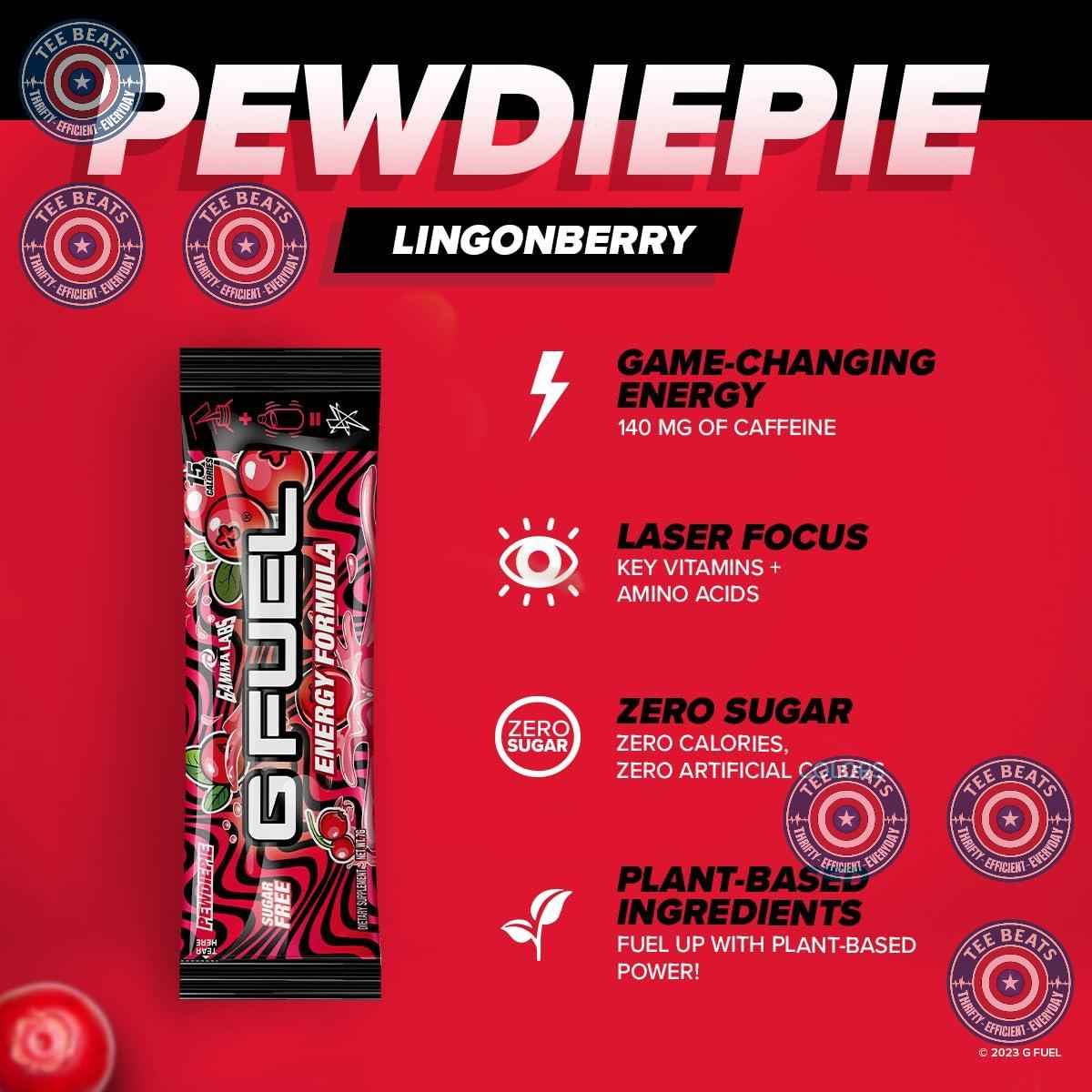 G Fuel PewDiePie Energy Powder Packets – Pre-Workout Focus Supplement for Home Office and Remote Work Fuel