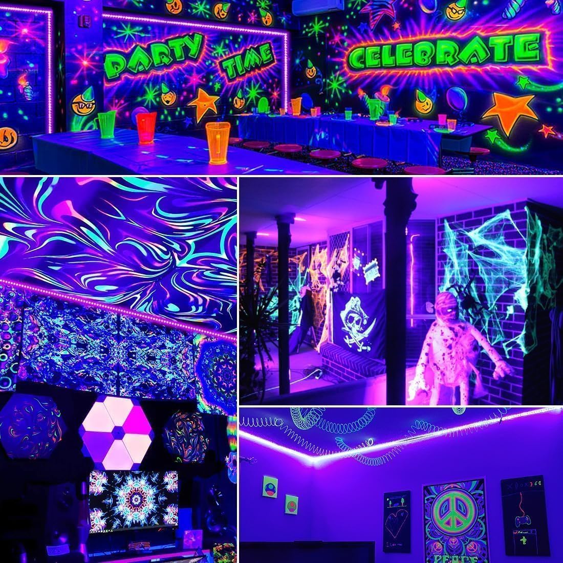 Aogiftr Black Light LED Strip – Living Room Ambient Glow for Cozy Nights, 12V Dimmable Remote Control