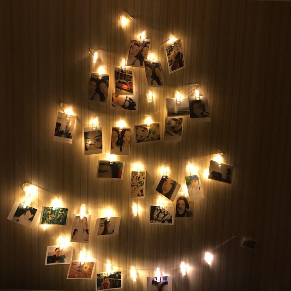 AOSTAR Hanging Photo String Lights – Romantic Valentine's Day Gift for Women, Warm White Battery Operated Display