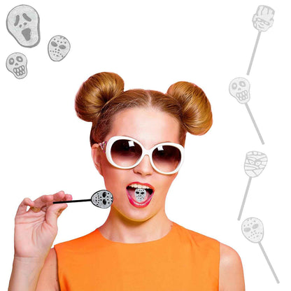 Fruidles Skull & Ghost Lollipops – Safe Trick-or-Treat Candy for Kids' Goody Bags, Individually Wrapped