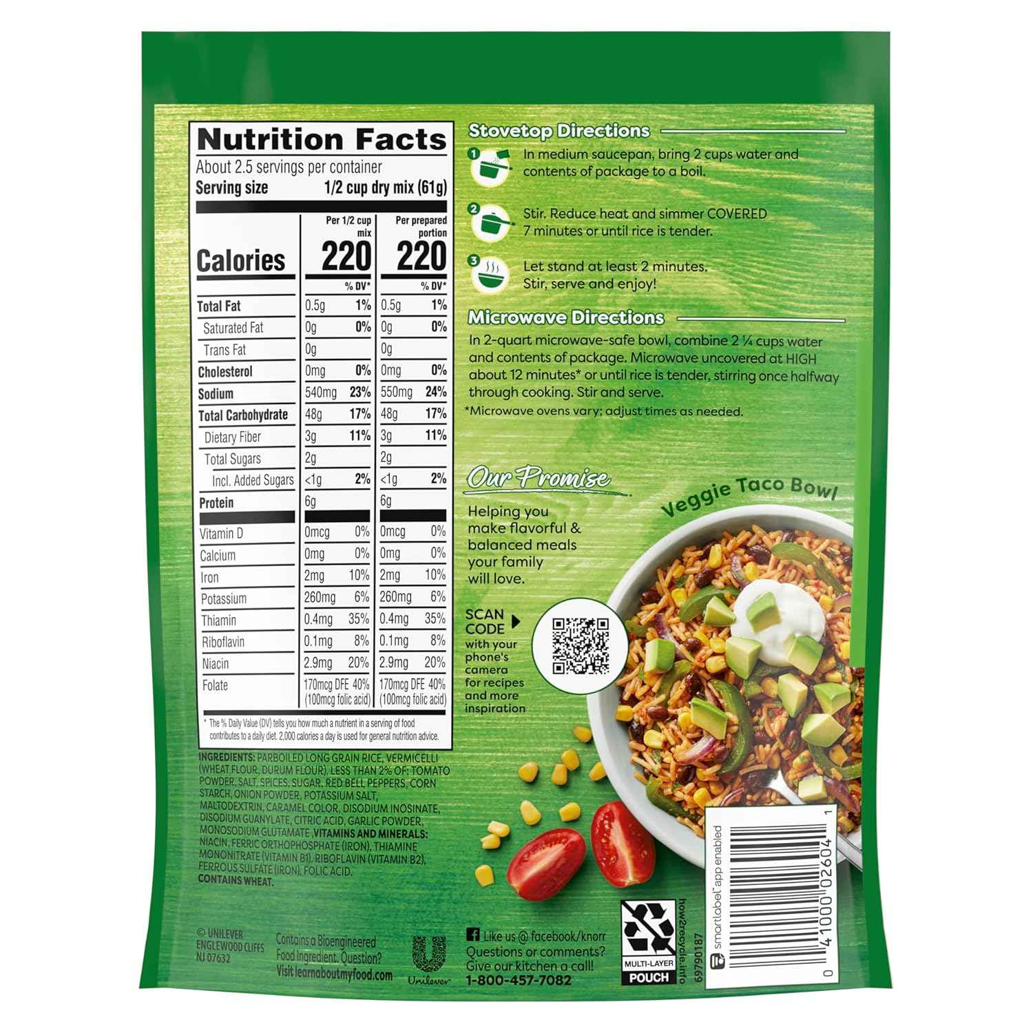 Knorr Rice Sides Taco Rice for Quick Weeknight Dinner Base, 5.4 oz Single-Serve