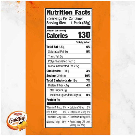 Goldfish Cheddar Cheese Crackers – Kids School Lunchbox Snack, 1 oz Single-Serve Packs, 9 Count Tray