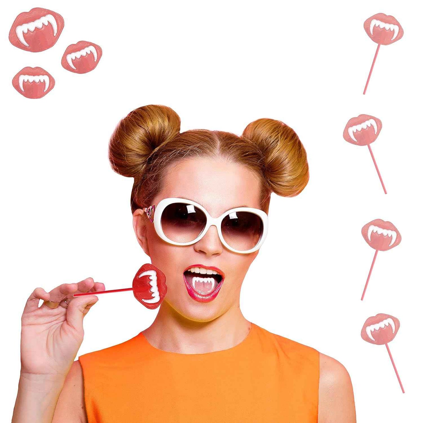 Fruidles Halloween Vampires Fangs Tattoo Lollipops – Individually Wrapped Goody Bag Filler for Kids Classroom Parties