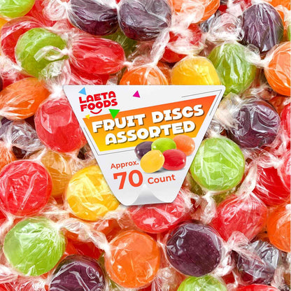 Assorted Fruit Discs | 1 Pound Bag - Approx. 70 Count | Hard Candy | Lunchbox Snack Pack