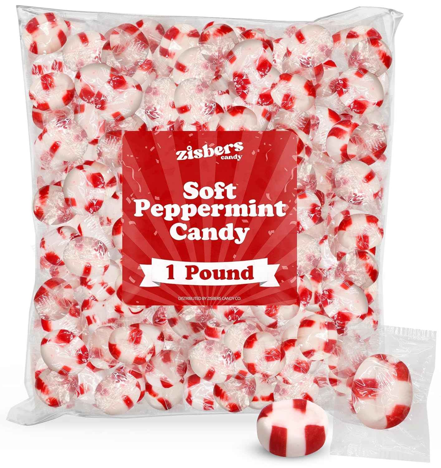 Soft Peppermint Puff Candy - Lunch Box Safe Individually Wrapped Mints for Kids, No Choking Hard Crunch School Snack