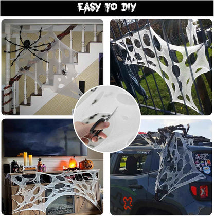 Giant Beef Netting Spider Web – Stretchy Outdoor Halloween Webbing for Yard, Patio and Garden Decor